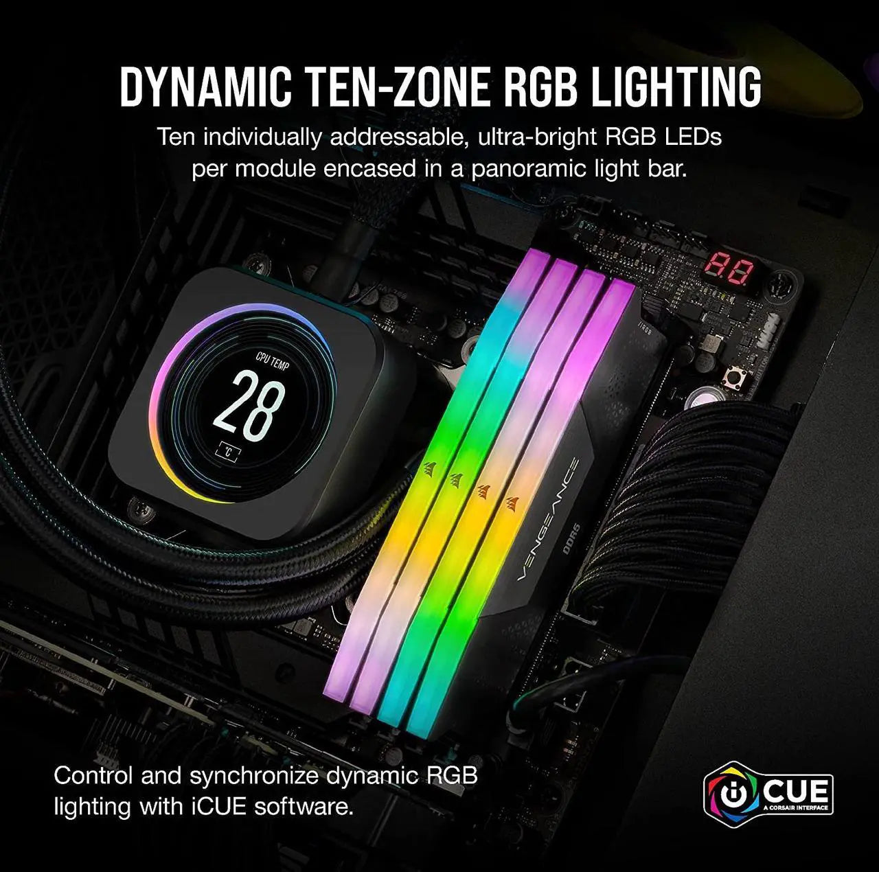 CORSAIR Vengeance White RGB 64GB (2 x 32GB) 288-Pin PC RAM DDR5 5600 (PC5 44800) Desktop Memory