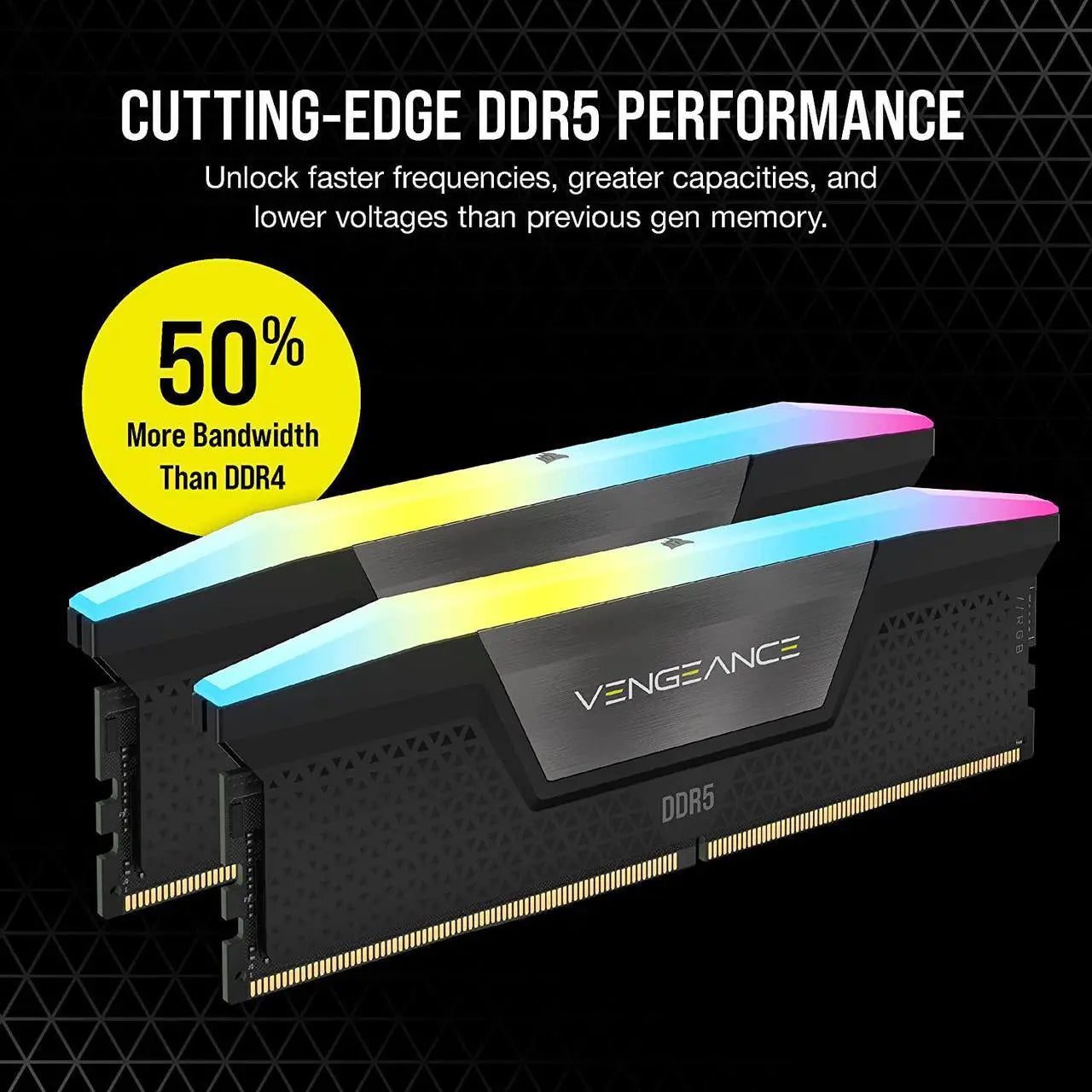 CORSAIR Vengeance RGB 64GB (2 x 32GB) 288-Pin PC RAM DDR5 6400 (PC5 51200) Desktop Memory