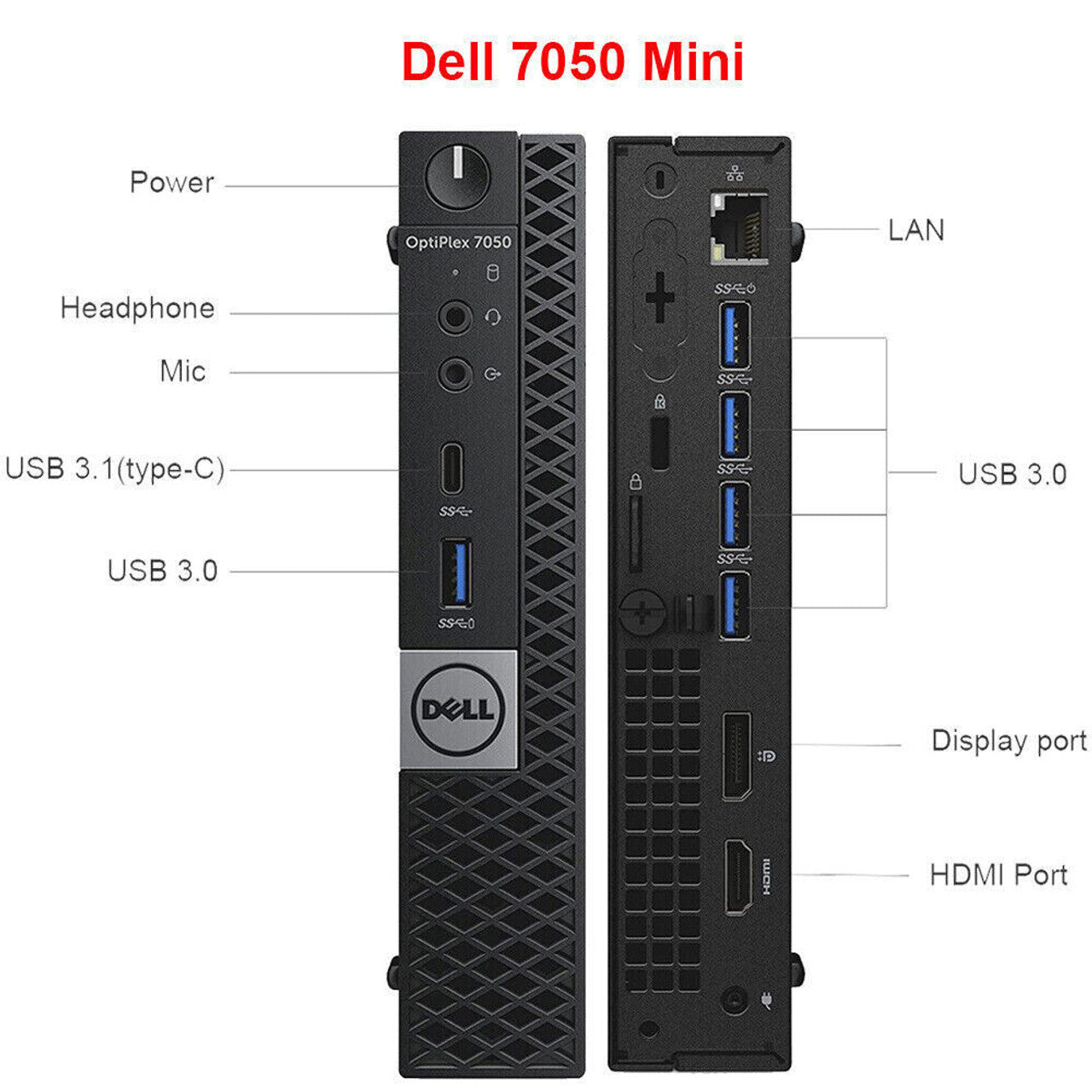 Dell OptiPlex 7050 Micro Desktop Computer i5 (7th Gen) 8GB - 256GB SSD (U)